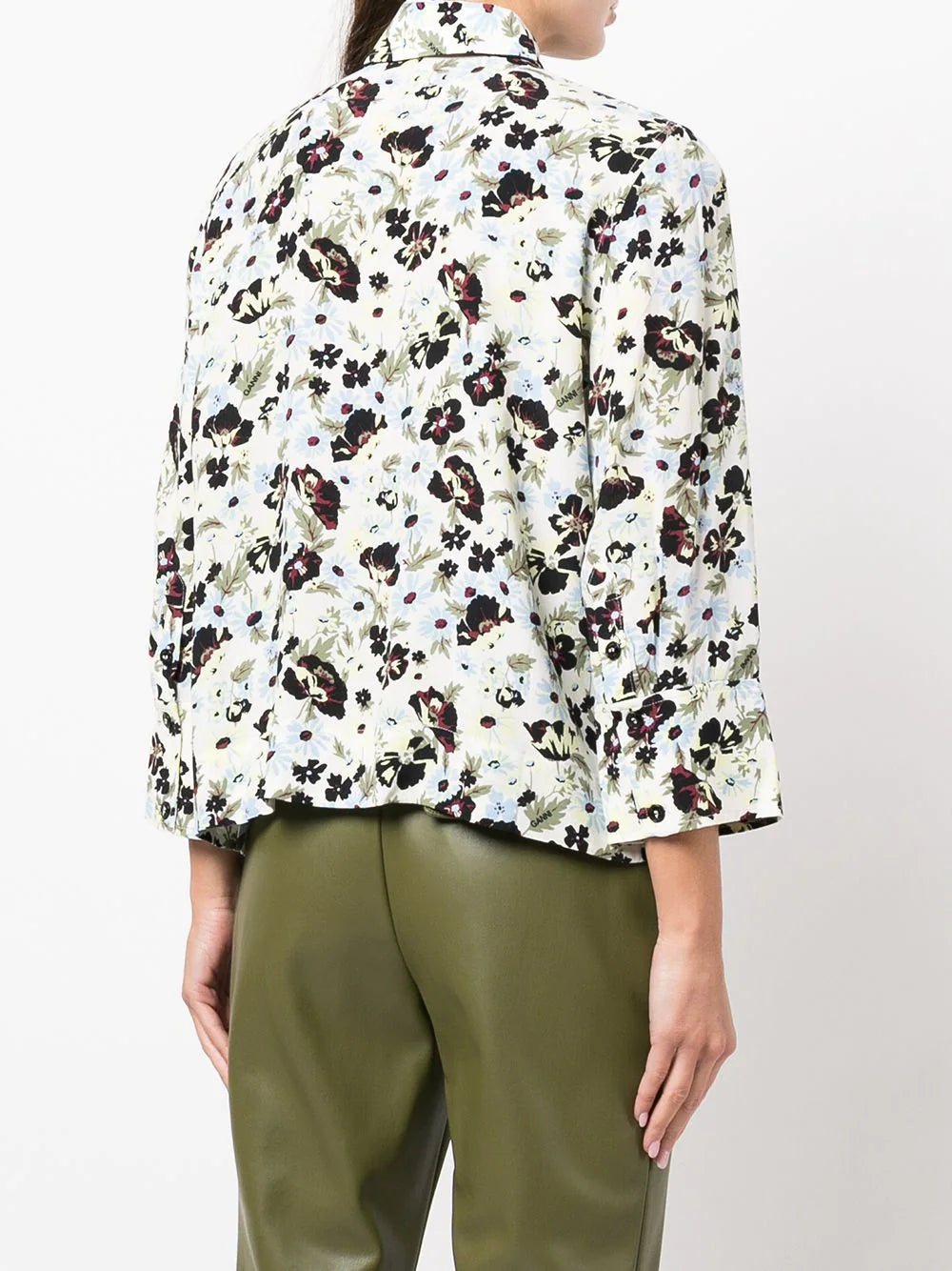 GANNI floral-print crepe blouse