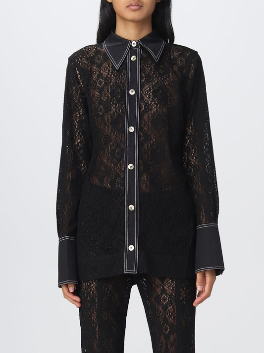 Ganni lace shirt with contrast stitching