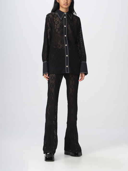 Ganni lace shirt with contrast stitching